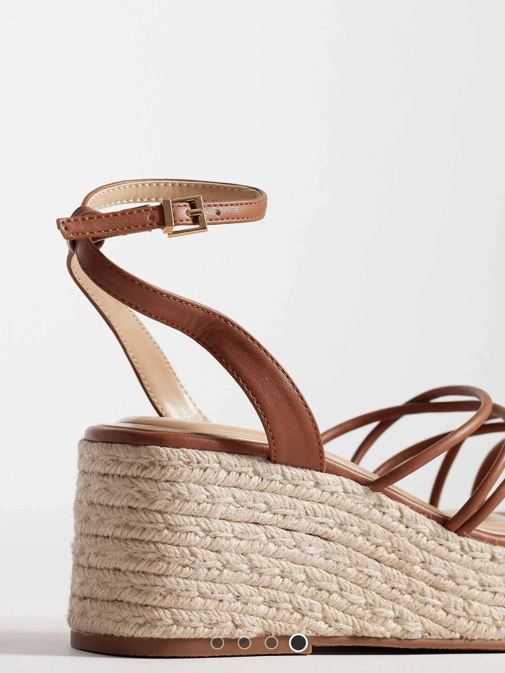Woven Platform Wedge Sandals with Ankle Strap in Brown